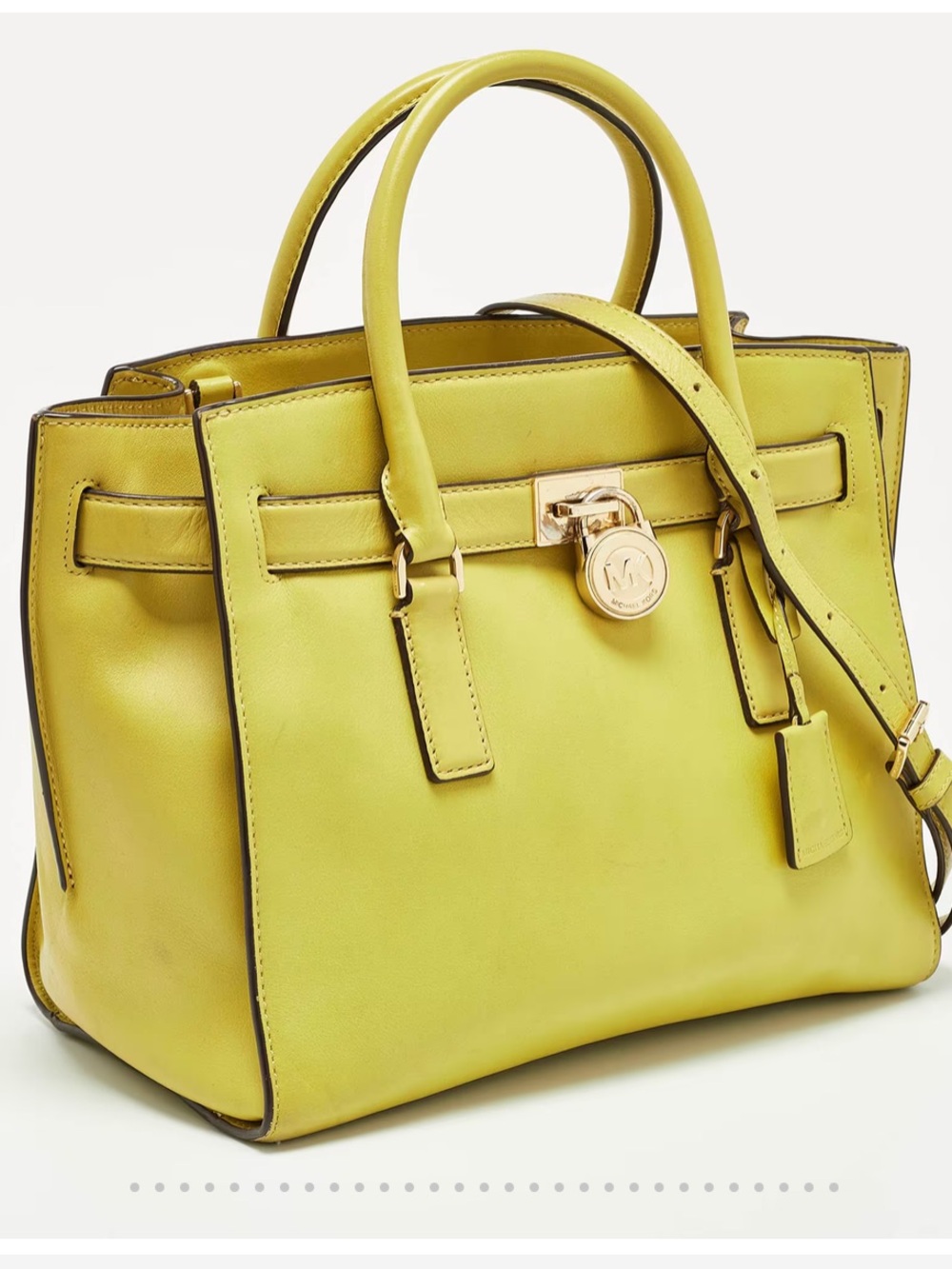 MICHAEL KORS Hamilton Yellow/Lime Green Satchel Bag Leather New Without Tags! - Picture 2 of 12